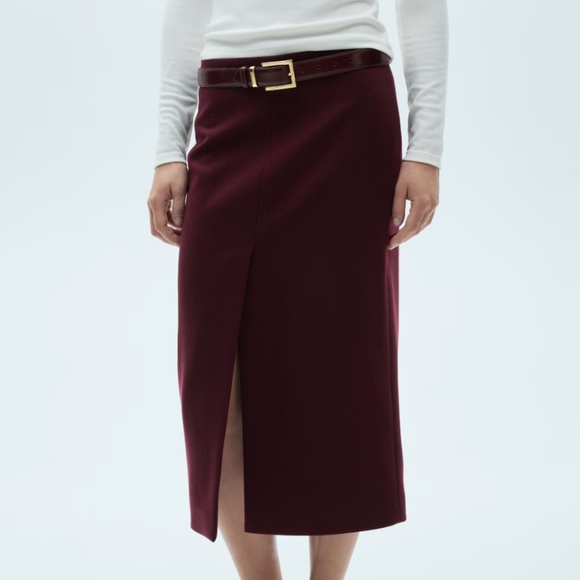📸 NWT Mango Wool Skirt with Slit - Picture 1 of 9